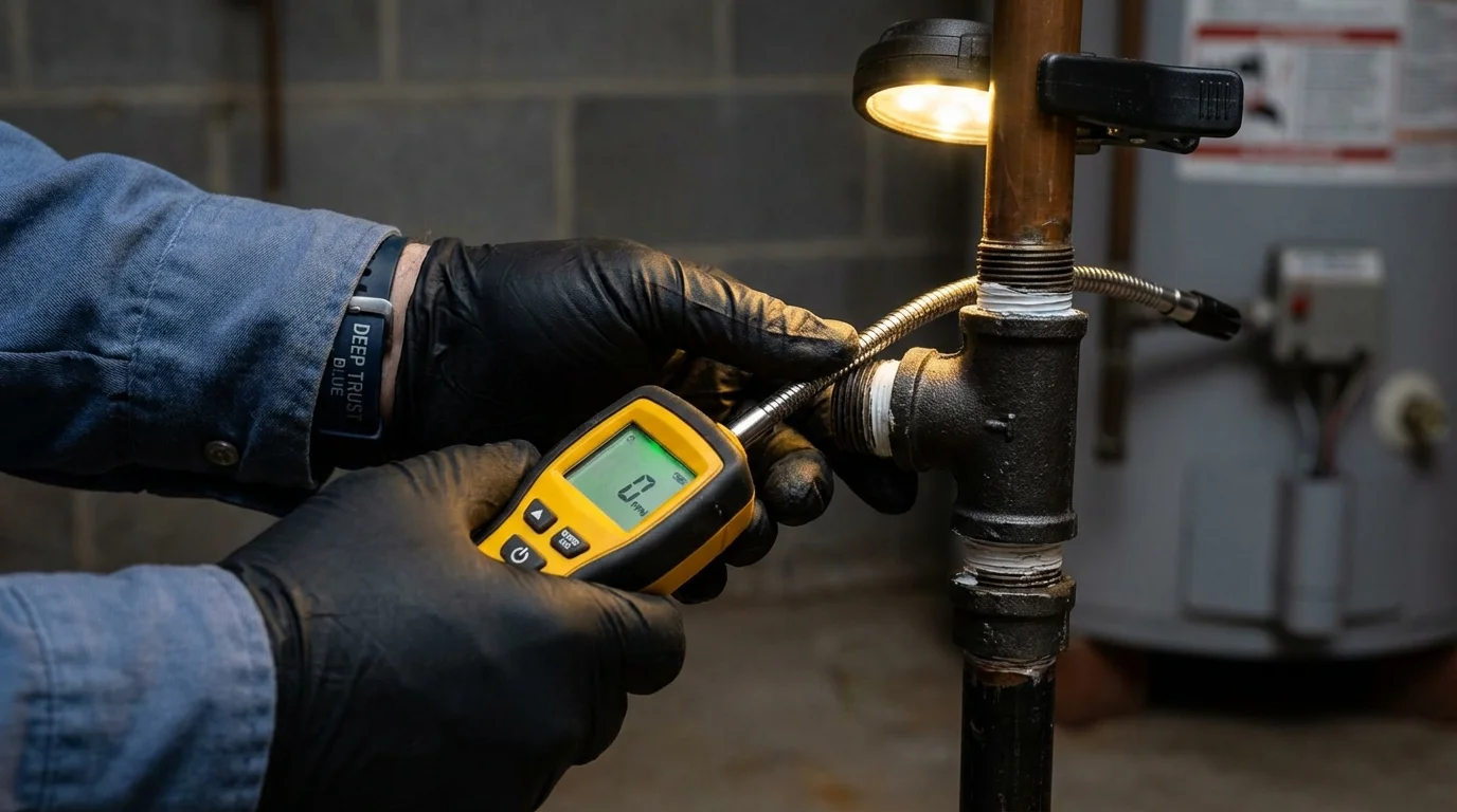 Gas leak detection with electronic sniffer by Johns Plumbing LLC in Budd Lake