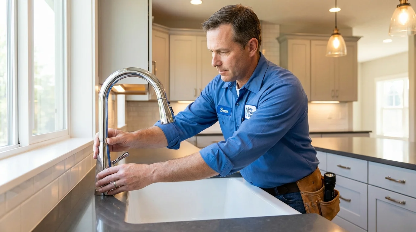 Kitchen faucet installation by Johns Plumbing LLC in Budd Lake