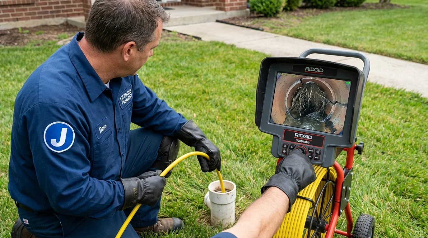 Sewer camera inspection being performed by Johns Plumbing LLC in Budd Lake