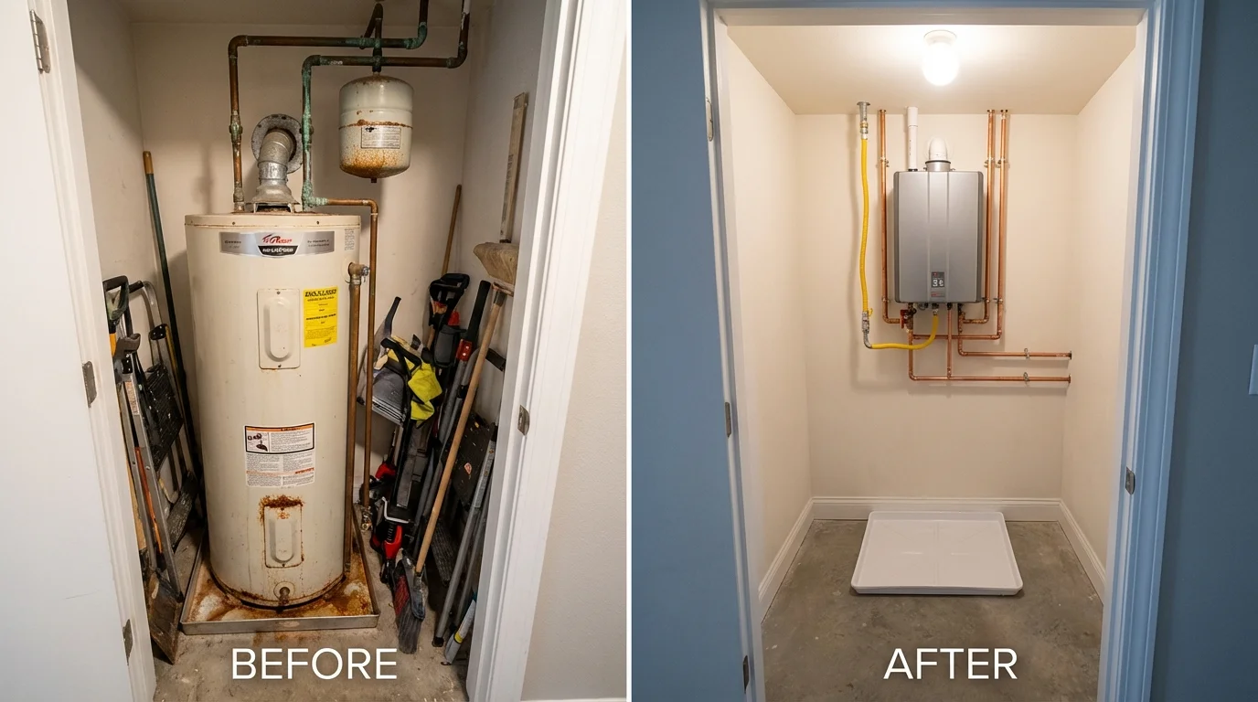 Tank water heater versus wall-mounted tankless unit comparison for Budd Lake, NJ homeowners
